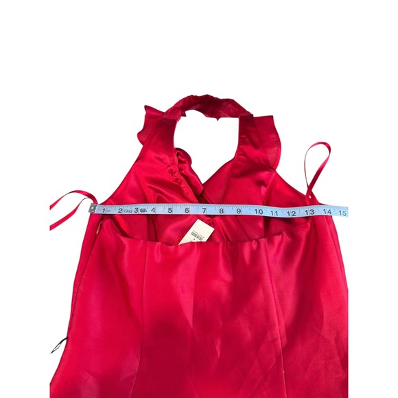White House Black Market Halter Top Ruffle Front Silk Holiday Christmas Size 6 - Picture 10 of 11